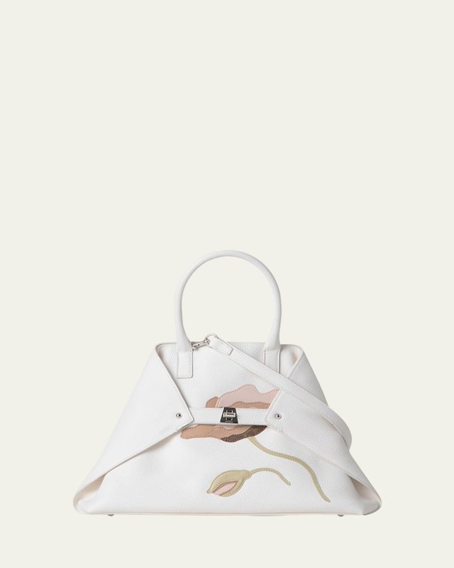 Ai Small Flower Leather Top-Handle Bag